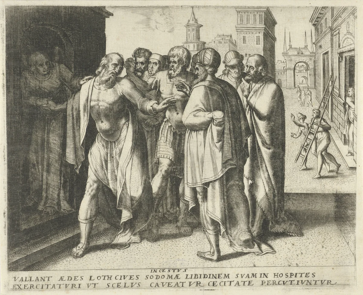 Lot maant de menigte tot kalmte by anonymous, print, 1550-1570