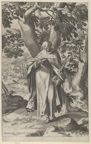 St Dominic Reading by Cornelis Cort, print, 1573