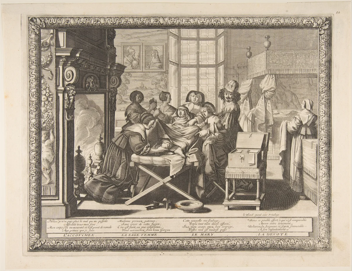 Childbirth by Abraham Bosse, print, 1633