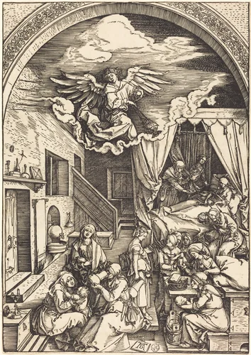 The Birth of the Virgin by Albrecht Dürer, print, 1503-1504