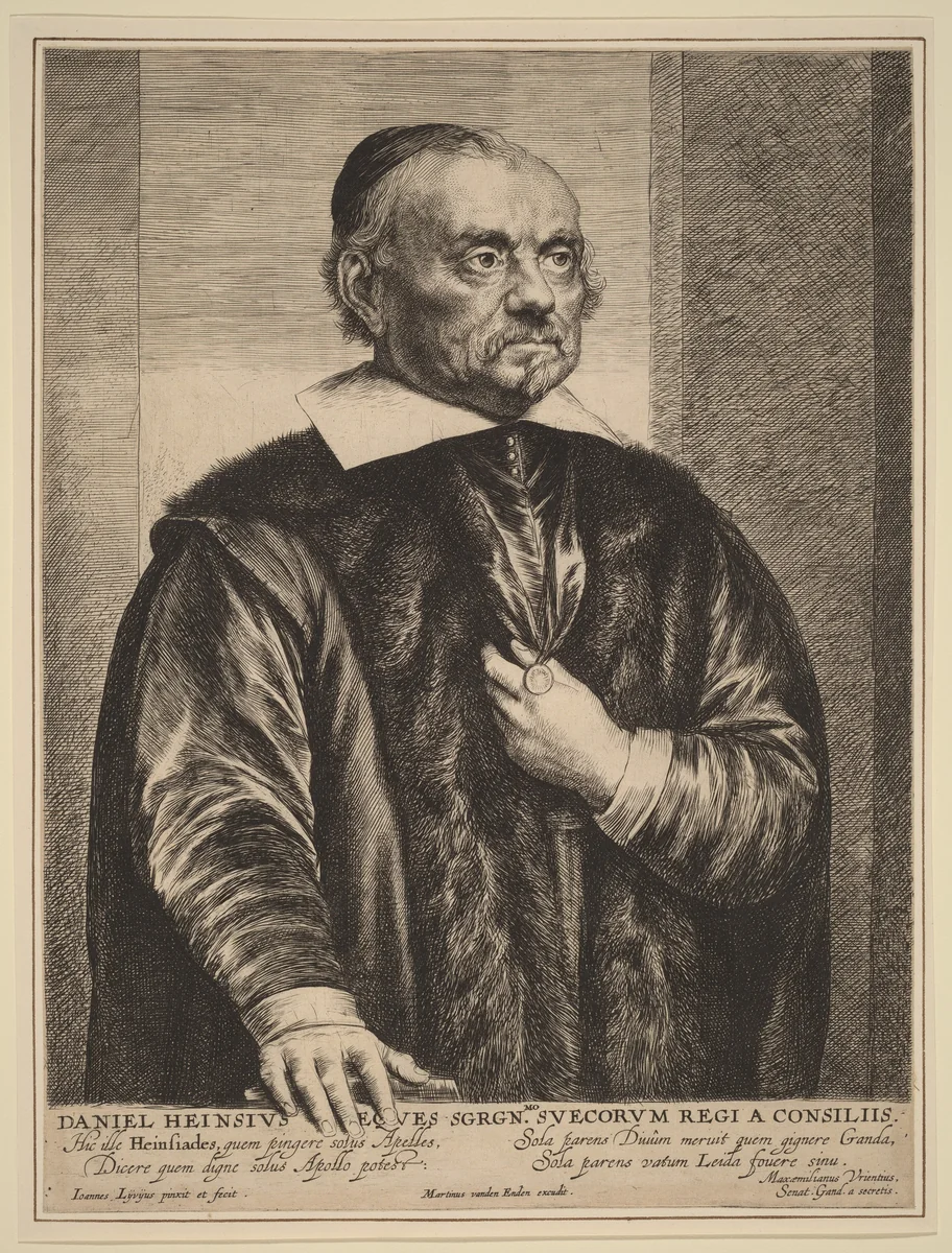 Daniel Heinsius by Jan Lievens, print, 1607-1674
