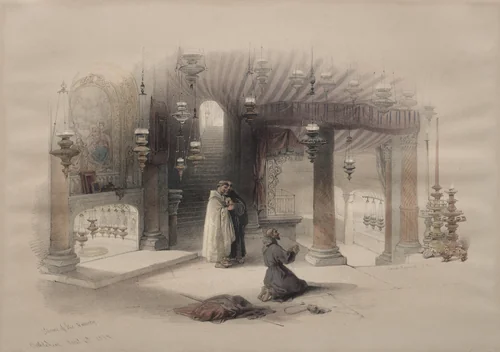 Shrine of the Nativity, Bethlehem by David Roberts, print, 1839