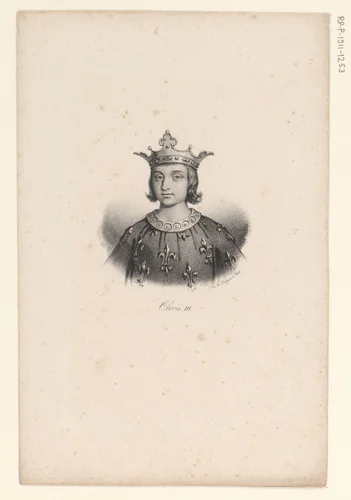 Portret van koning Clovis III by anonymous, print, 1818-1842