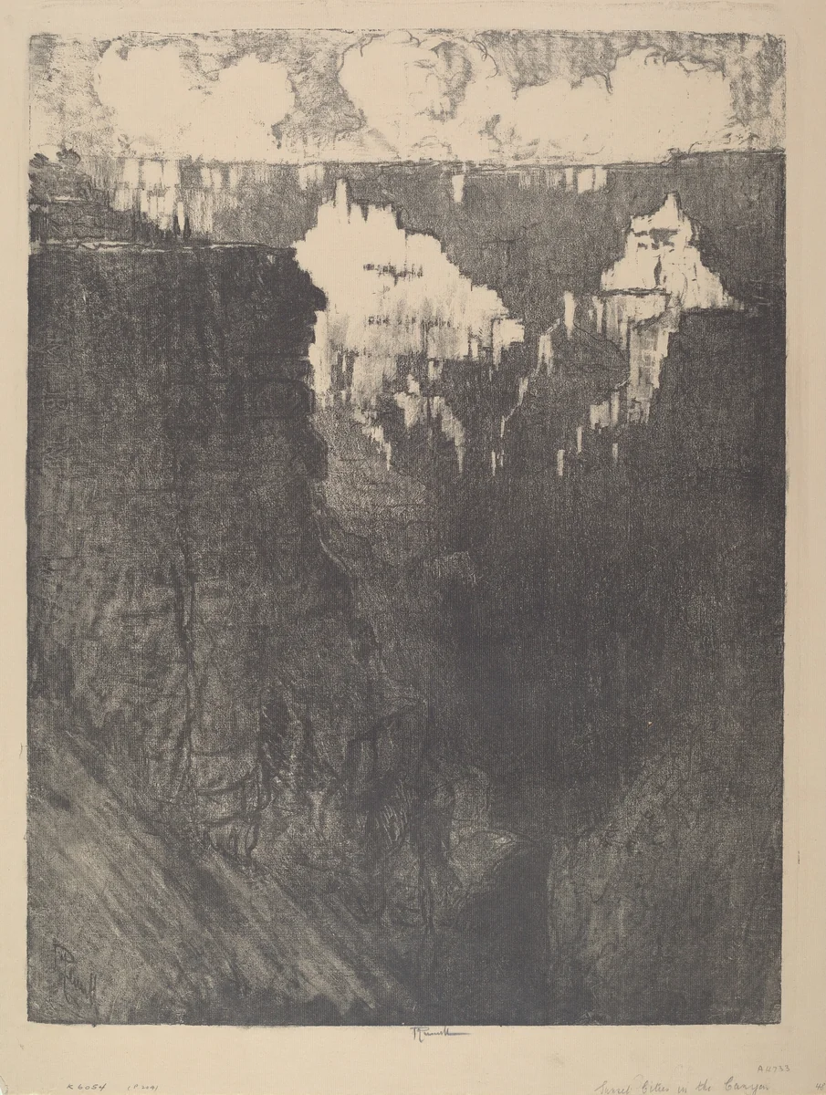 Sunset Cities in the Canyon by Joseph Pennell, print, 1912