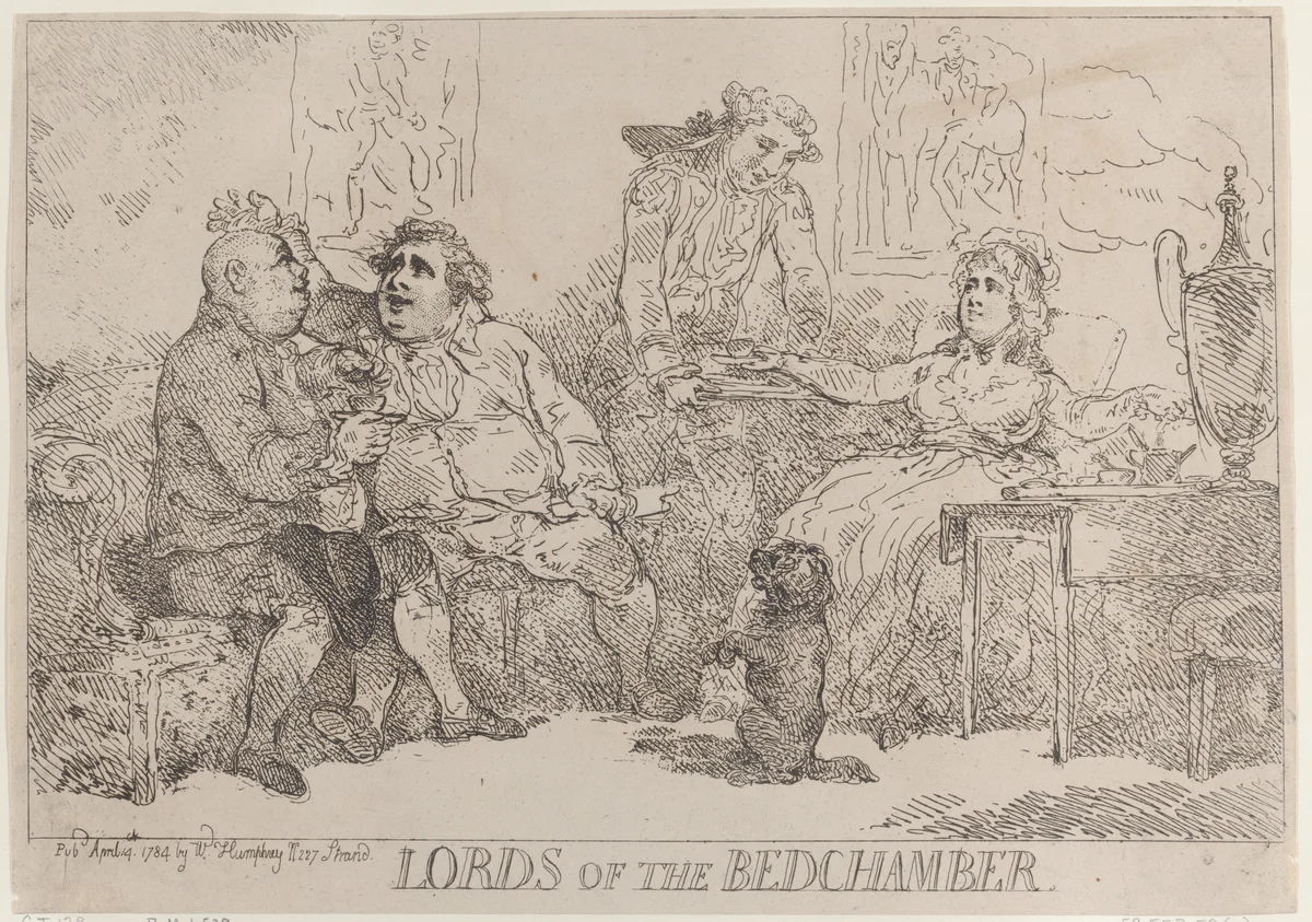 Lords of the Bedchamber by Thomas Rowlandson, print, 1784