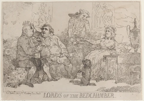 Lords of the Bedchamber by Thomas Rowlandson, print, 1784