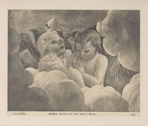 Fotoreproductie van fresco met engelen door Melozzo da Forli, Rome by anonymous, book, 1890-1920