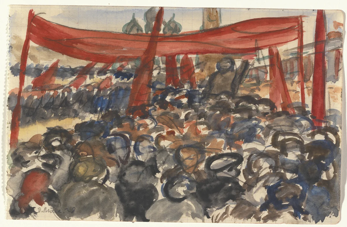 May Day, Moscow by Diego Rivera, drawing, 1928