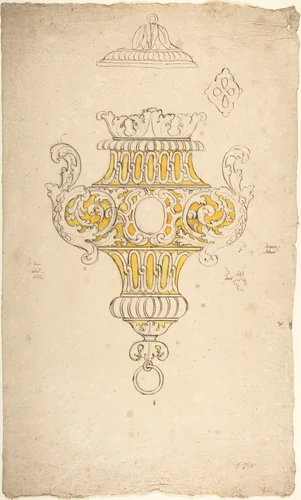 Design for Hanging Vase or Lamp by anonymous, drawing, 1700-1800
