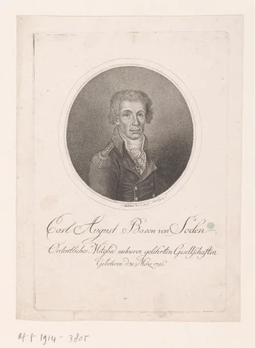 Portret van Carl August, baron von Soden by Leonhard Schlemmer, print, 1782-1818