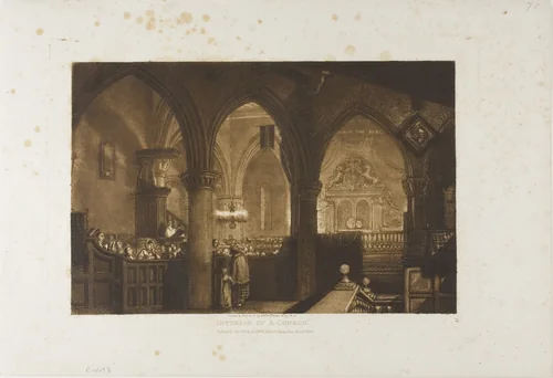 Interior of a Church, plate 70 from Liber Studiorum by Joseph Mallord William Turner, print, 1816