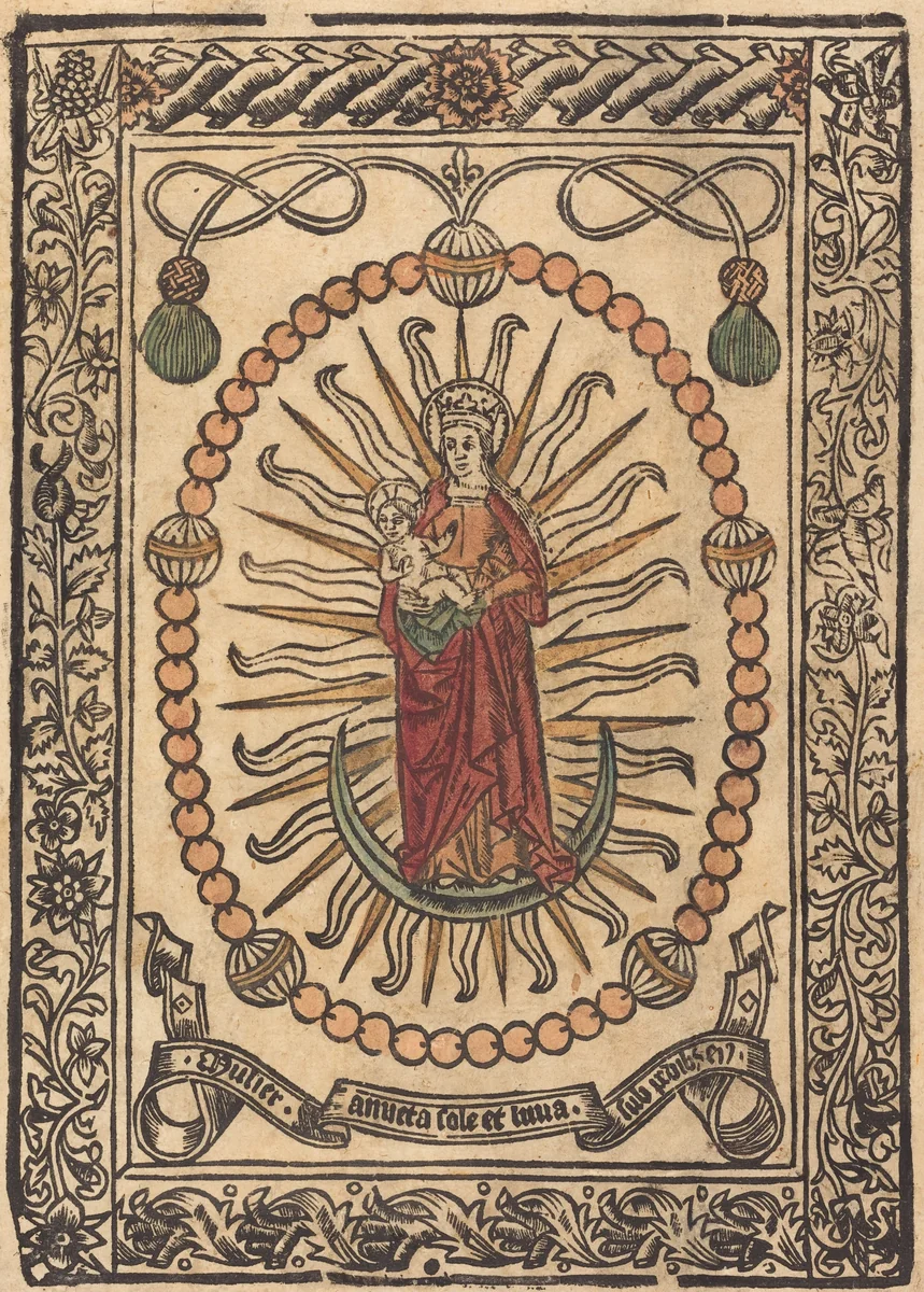 The Madonna and Child in a Rosary by French 15th Century, print, 1490