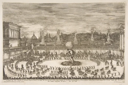 Il Mondo Festeggiante: Entrance of Cosimo III de' Medici by Stefano della Bella, print, 1661