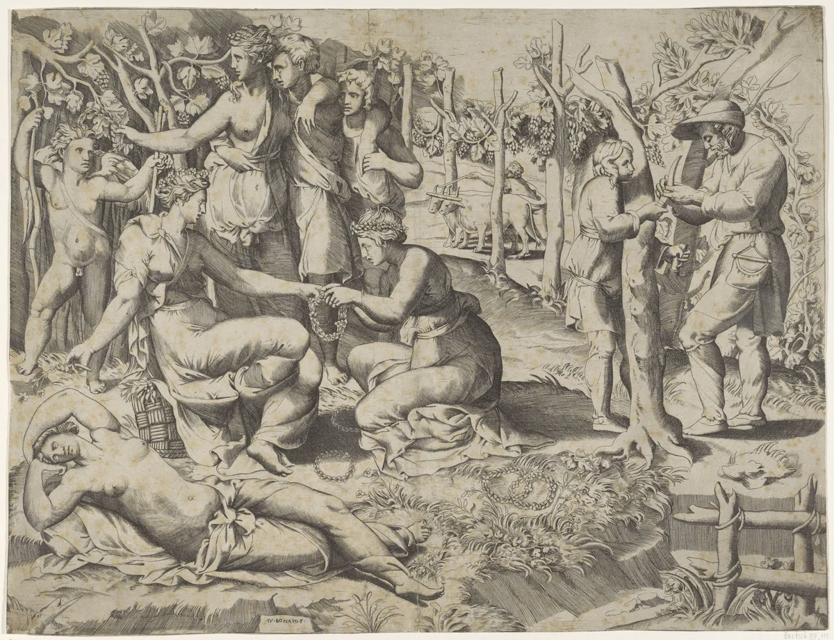 Flora geeft een krans by Unknown, print, 1501-1580