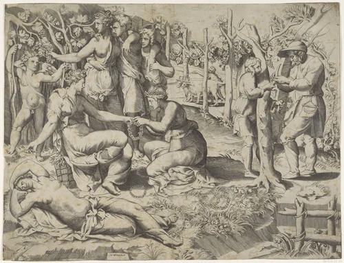 Flora geeft een krans by Unknown, print, 1501-1580