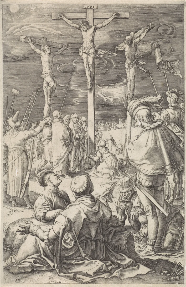 Kruisiging by anonymous, print, 1596-1667