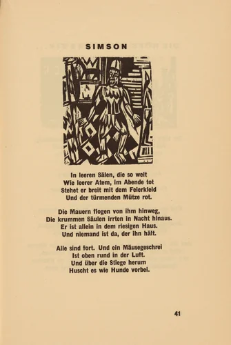 Simson (headpiece, page 41) from Georg Heym: Umbra Vitae (Georg Heym: The Shadow of Life) by Ernst Ludwig Kirchner, volume, 1924