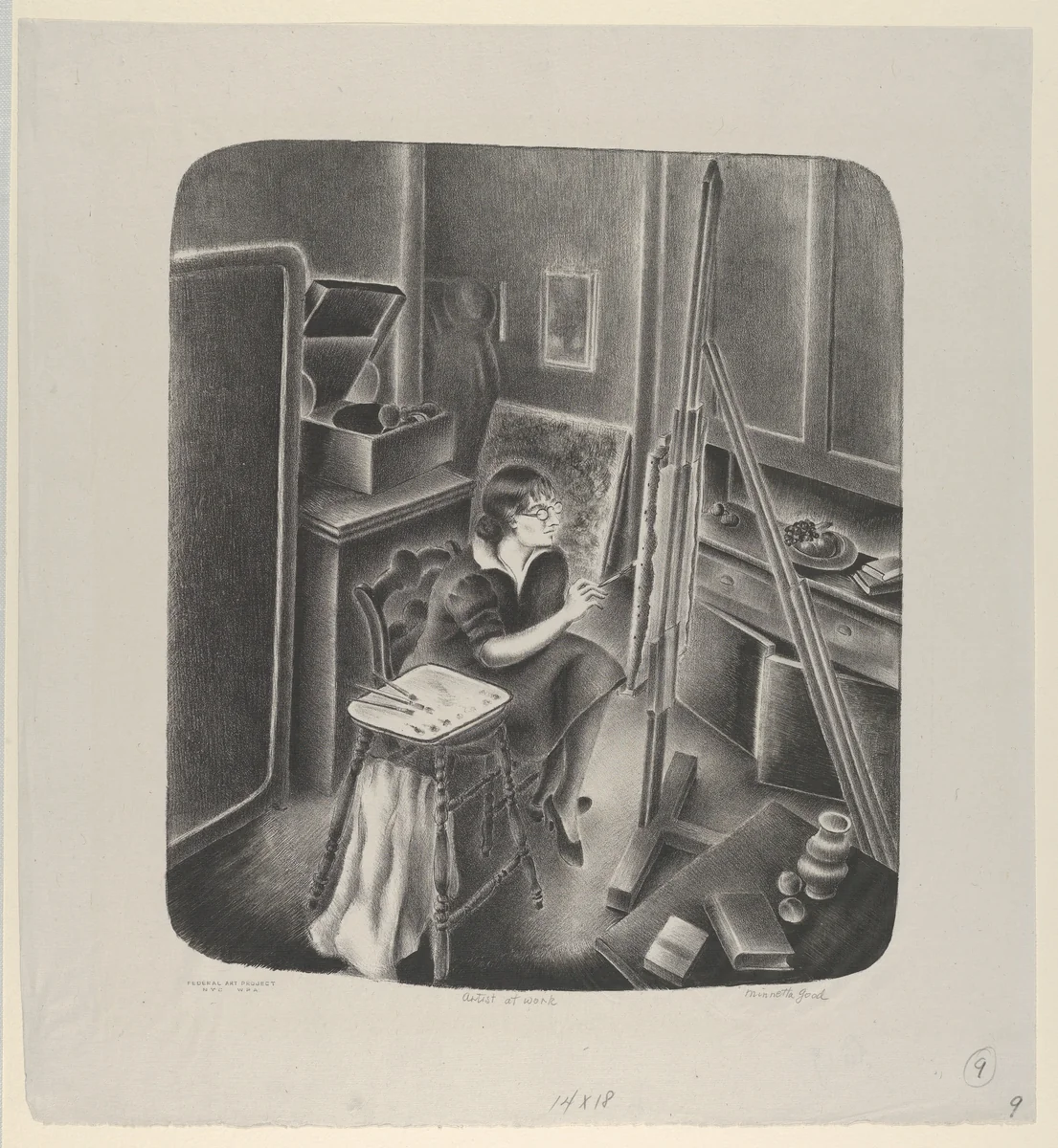 Artist at Work by Minnetta Good, print, 1933-1943