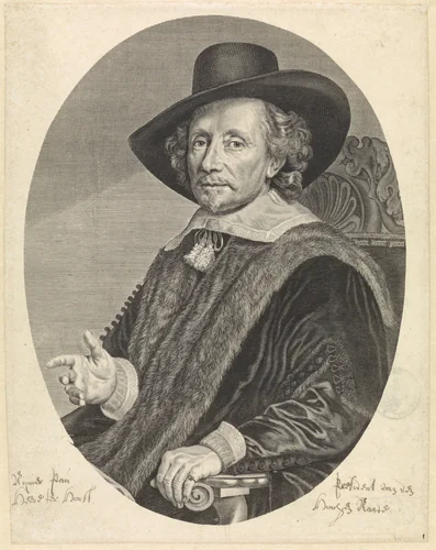 Portret van Reinier Pauw by Theodor Matham, print, 1630-1676