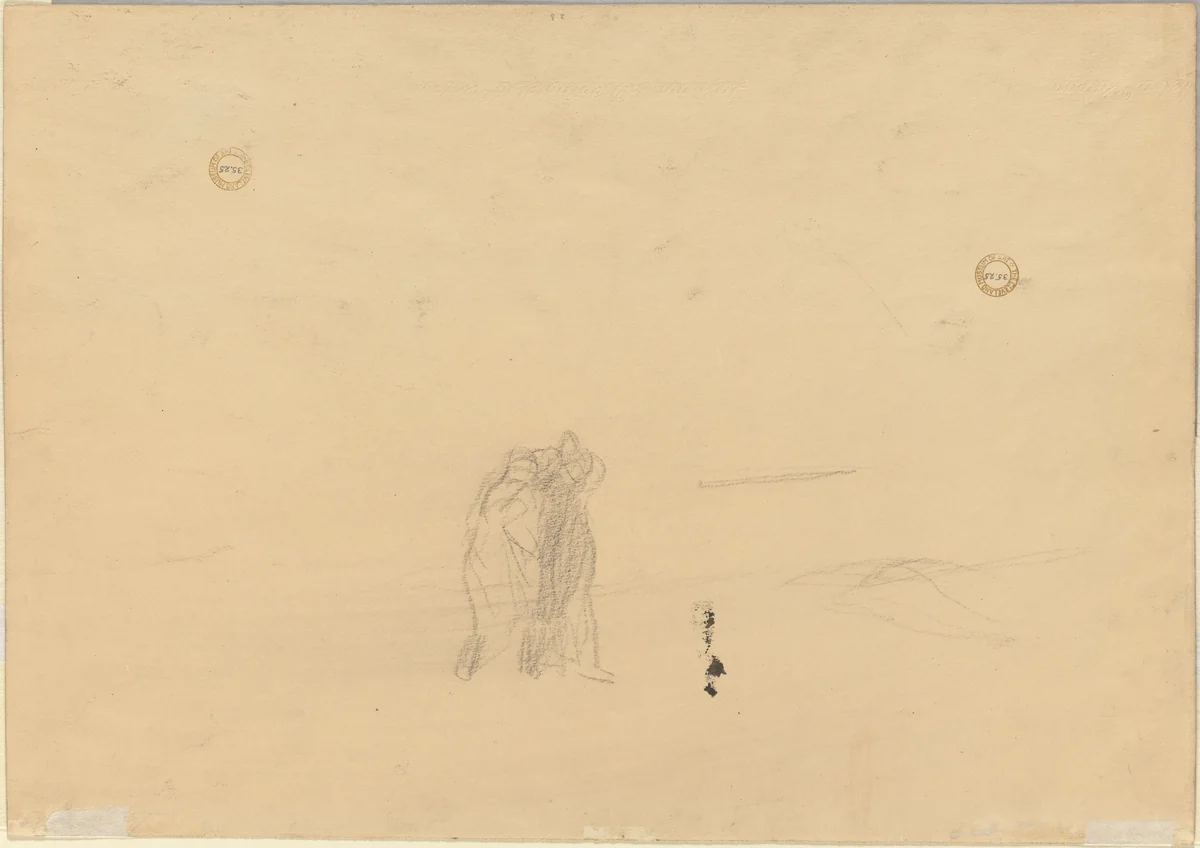 Figures in a Landscape (verso) by Jean-Louis Forain, drawing, 1914-1924