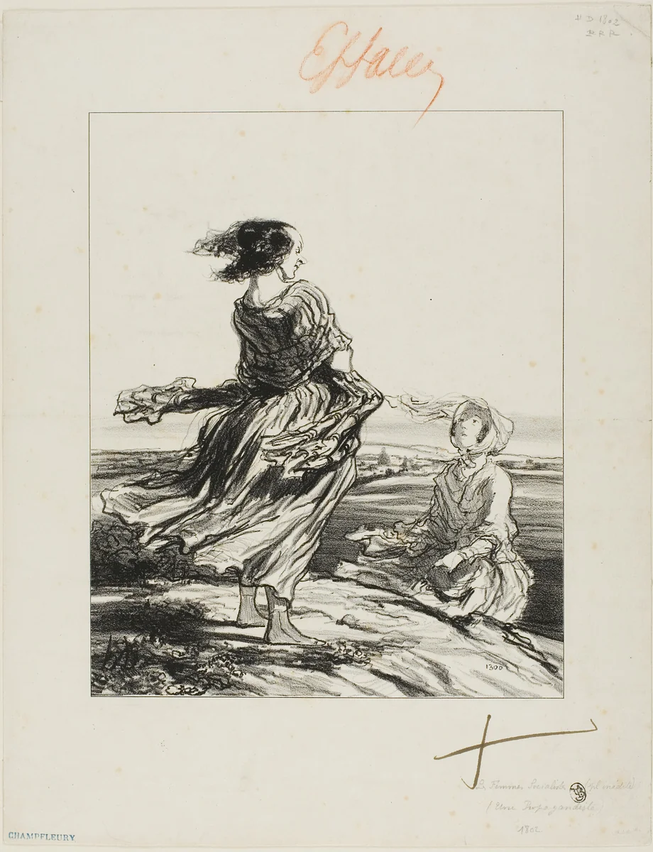 An Activist, from Les Femmes Socialistes by Honoré-Victorin Daumier, print, 1849