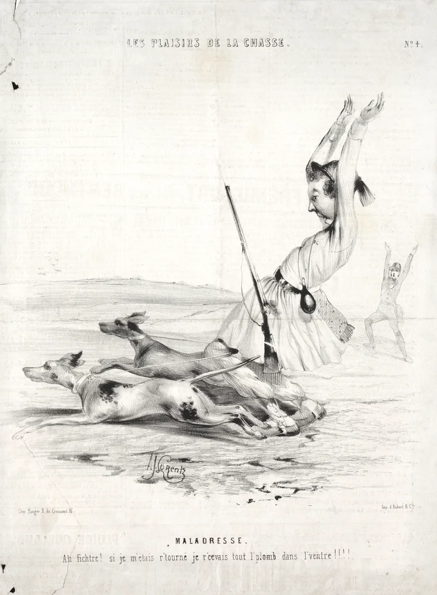 Les Plaisirs de la chasse: Maladresse by Alade Joseph Lorentz, print, 1842