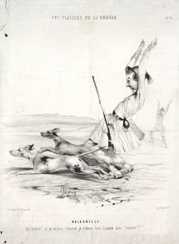 Les Plaisirs de la chasse: Maladresse by Alade Joseph Lorentz, print, 1842
