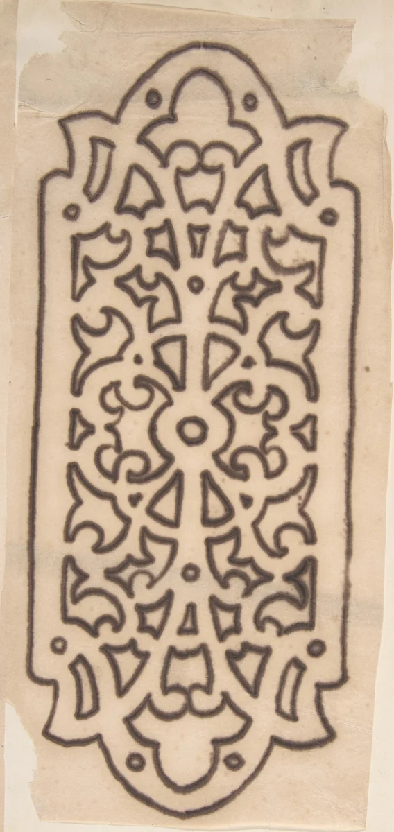 Ornamented Metal Doorplate by anonymous, drawing, 1850-1900