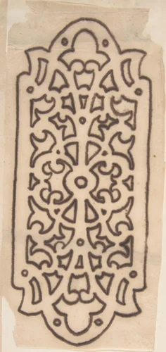 Ornamented Metal Doorplate by anonymous, drawing, 1850-1900