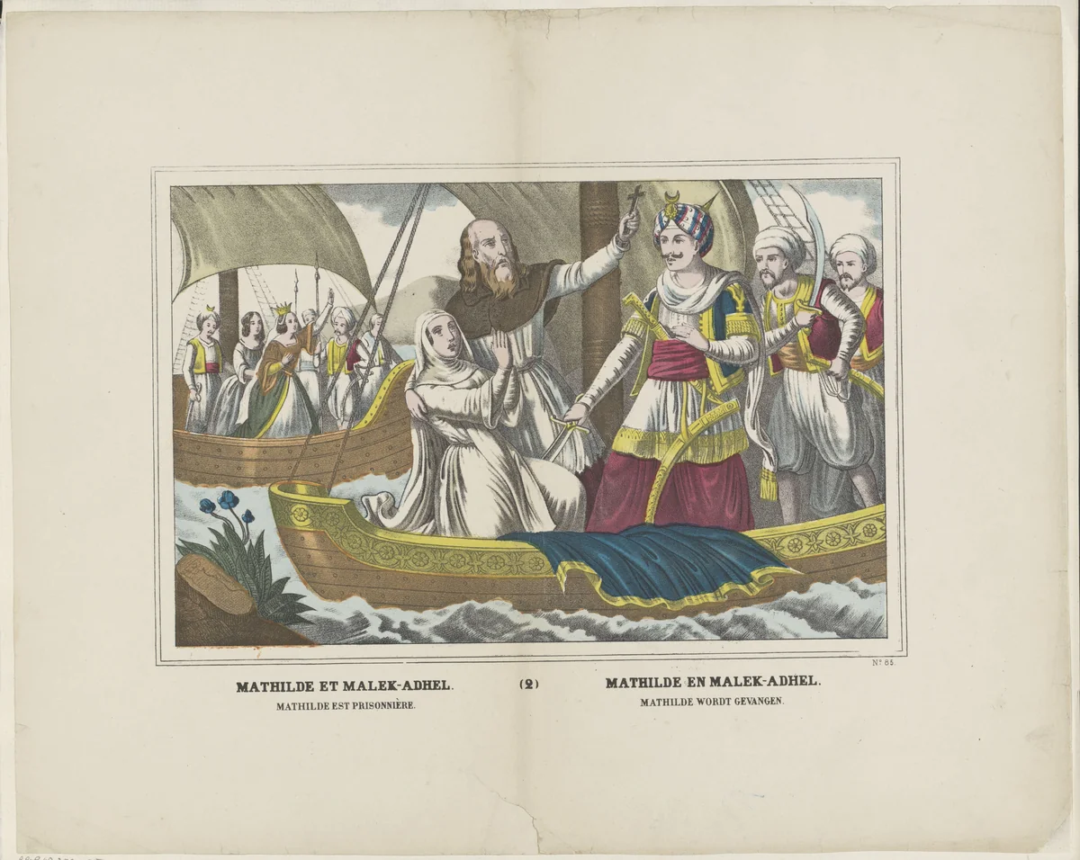 Mathilde est prisonnière / Mathilde wordt gevangen by Glenisson & Van Genechten, print, 1833-1856
