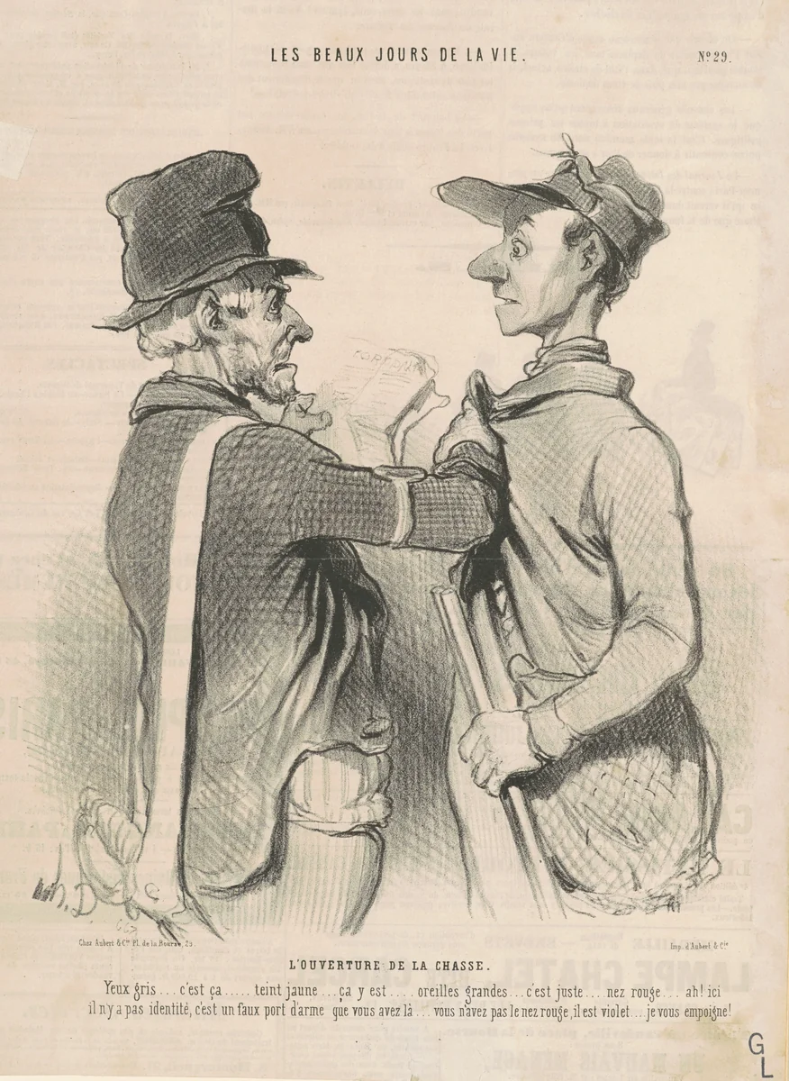 L'ouverture de la chasse by Honoré Daumier, print, 1844