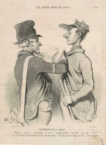 L'ouverture de la chasse by Honoré Daumier, print, 1844