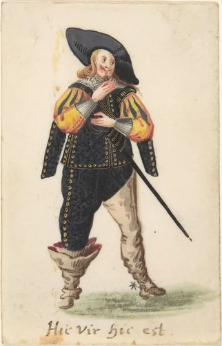 A Standing Cavalier by anonymous, drawing, 1580-1640