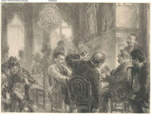 The Card Game by Adolph Menzel, print, 1899