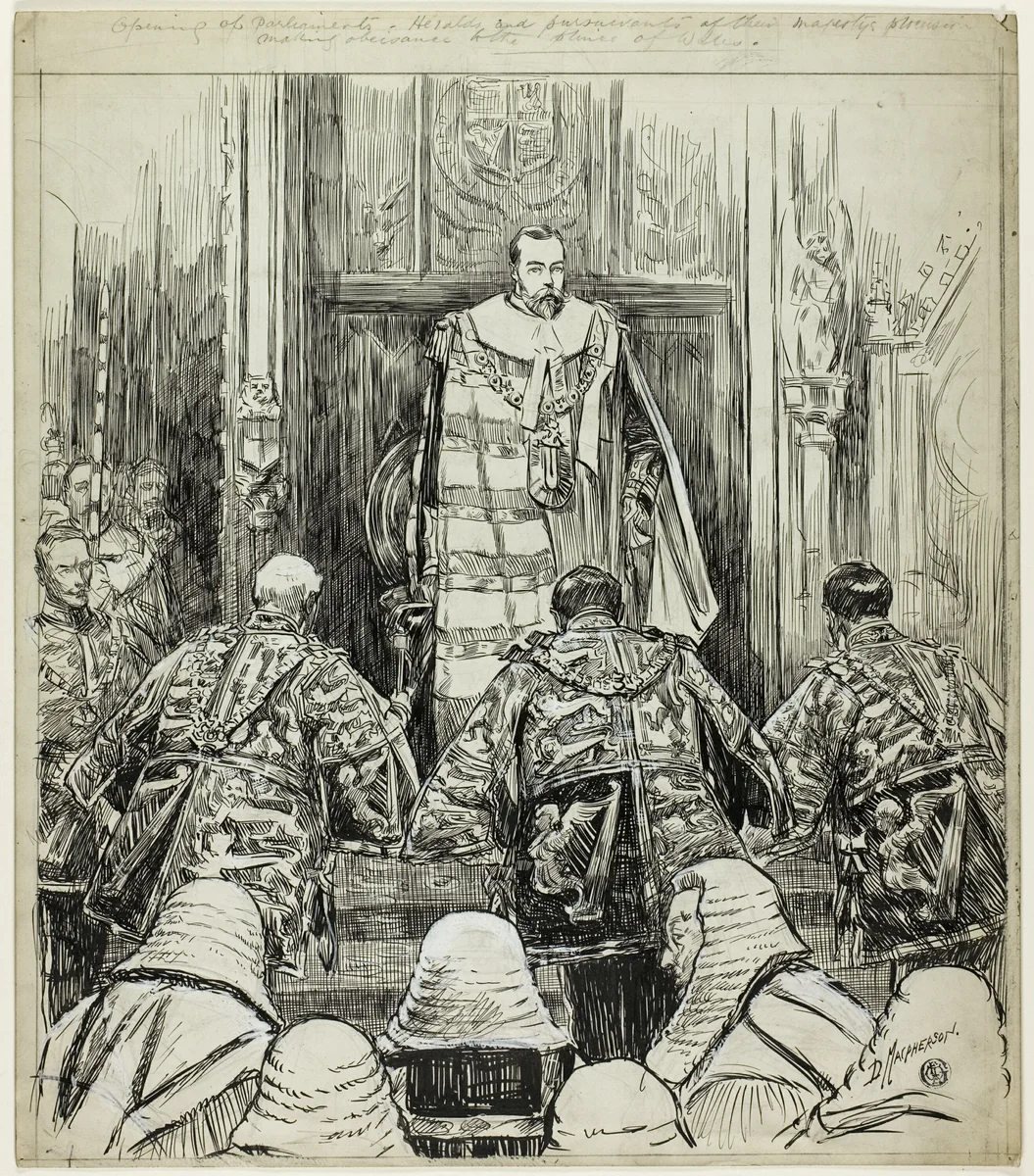 Opening of Parliment under Edward VII by Douglas MacPherson, drawing, 1904