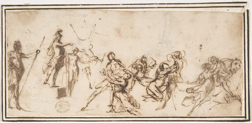 The Rape of the Sabines by Francesco Allegrini, drawing, 1624-1663