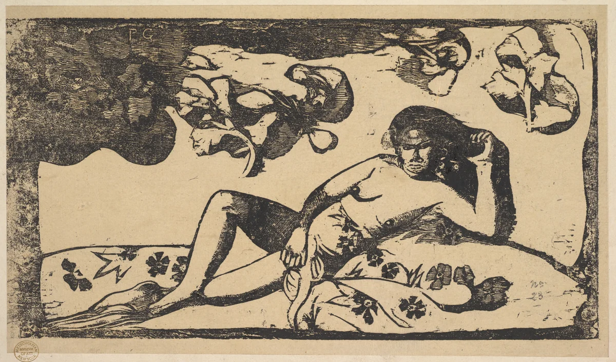 The Queen of Beauty -- Langorous by Paul Gauguin, print, 1898