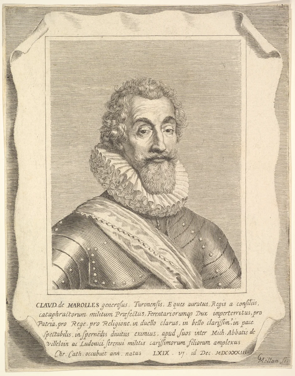 Portrait of Claude de Marolles by Claude Mellan, print, 1600-1688