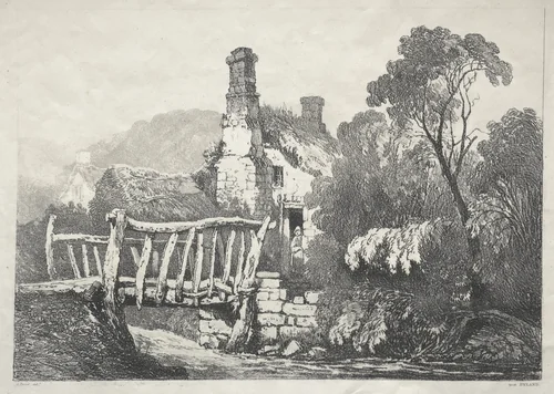 A Series of Ancient Buildings and Rural Cottages in the North of England: Near Byland by Samuel Prout, print, 1821