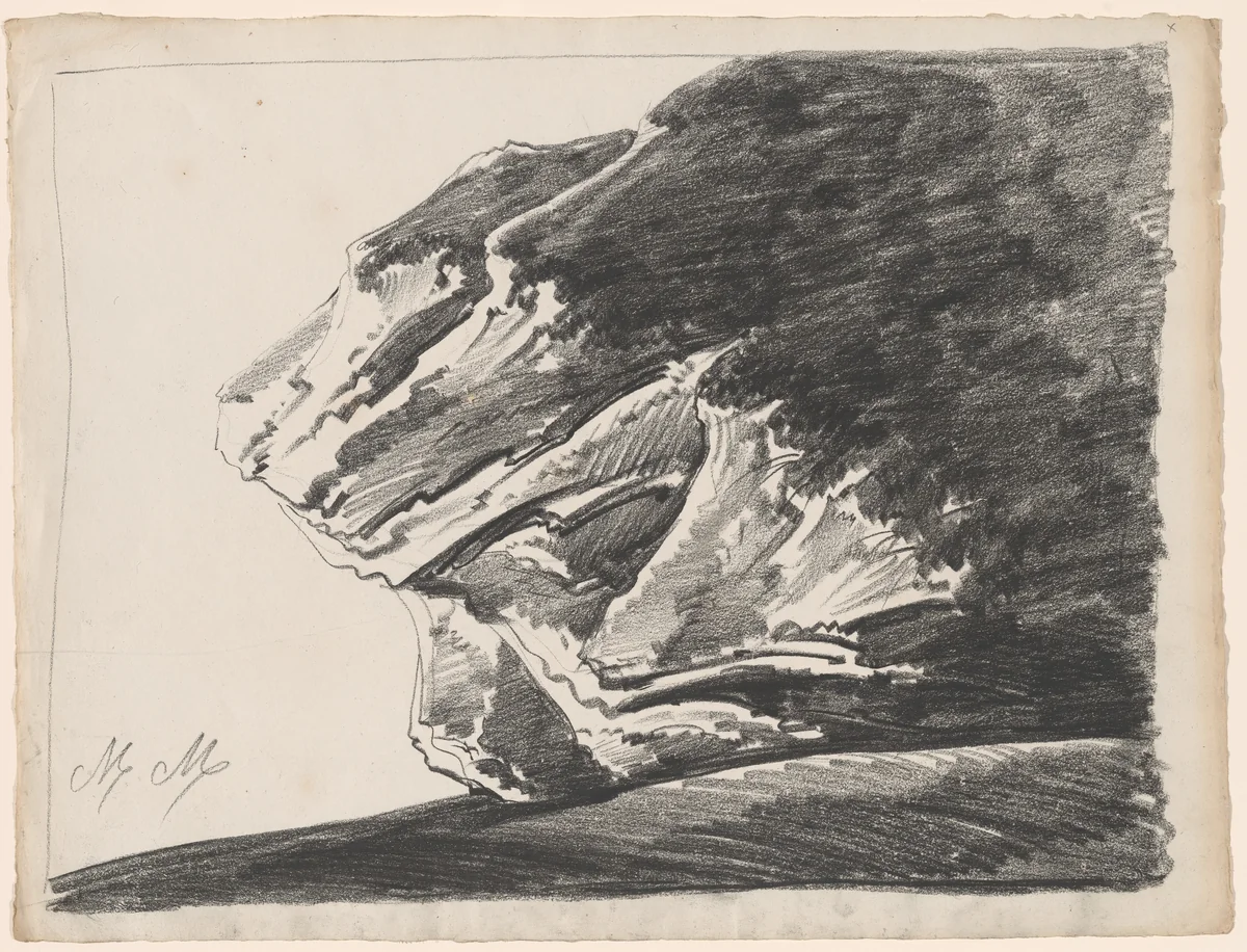 A Bizarre Rock Formation by Alphonse Nicolas-Michel Mandevare, drawing, 1793-1848