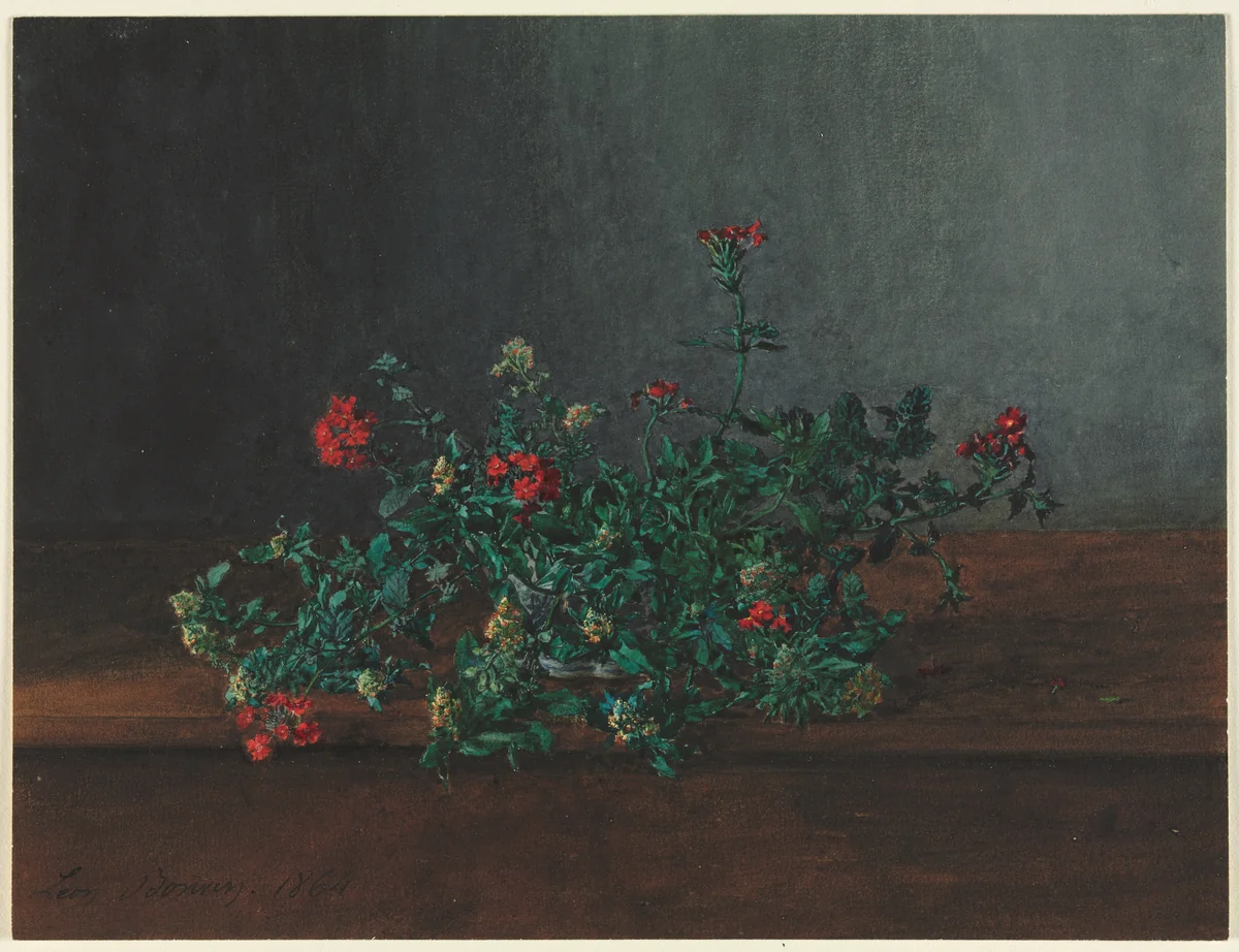 Still Life with Wild Flowers by Léon Bonvin, drawing, 1864