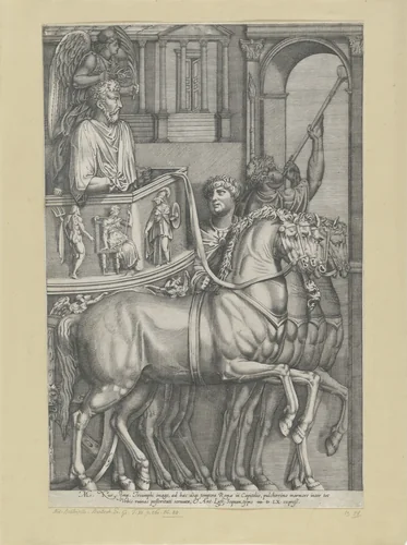 Marcus Aurelius op zijn zegenkar by Nicolas Beatrizet, print, 1560
