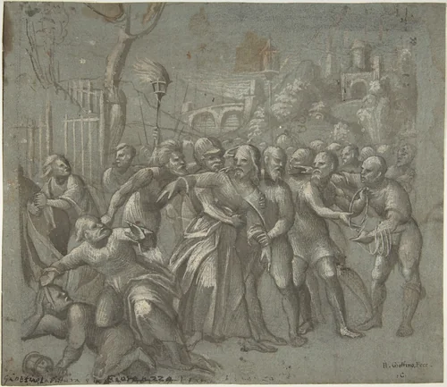 The Arrest of Christ by Niccolò Giolfino, drawing, 1540-1550