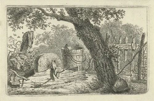 Landschap met slijpsteen by Hermanus Fock, print, 1781-1822