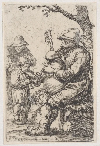The Country Musicians by Jacques Dassonville, print, 1635-1675
