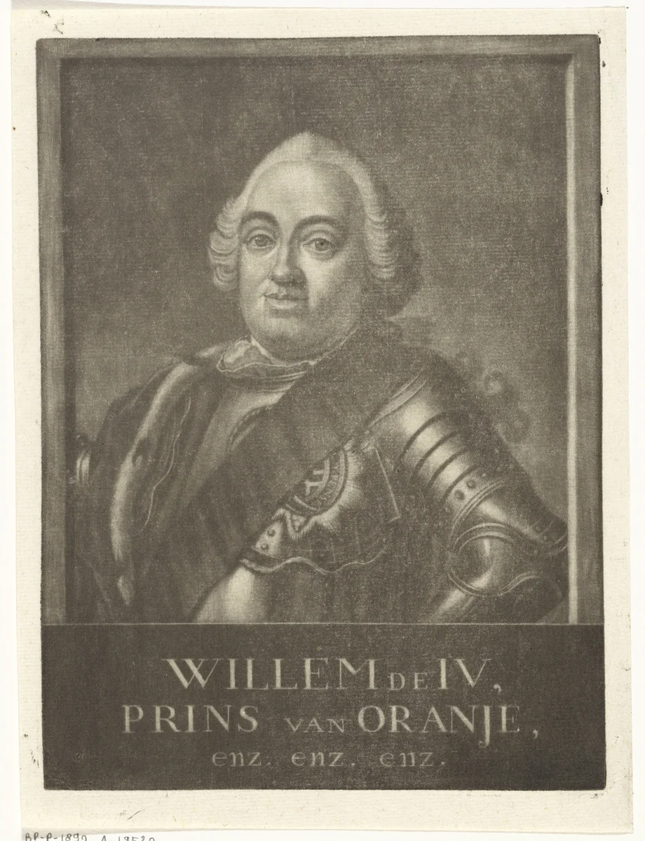 Portret van Willem IV, prins van Oranje en Nassau by Rienk Jelgerhuis, print, 1770