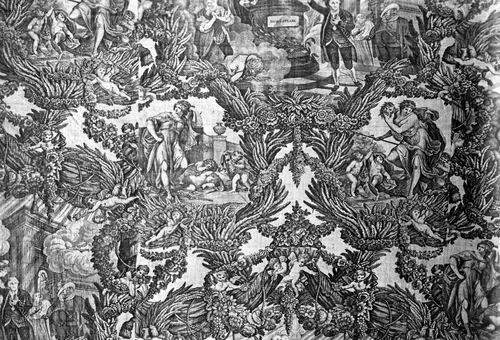 Garrick and Shakespeare with Tragedy and Comedy (Furnishing Fabric) by Robert Edge Pine
Caroline Watson, textile, 1782-1790