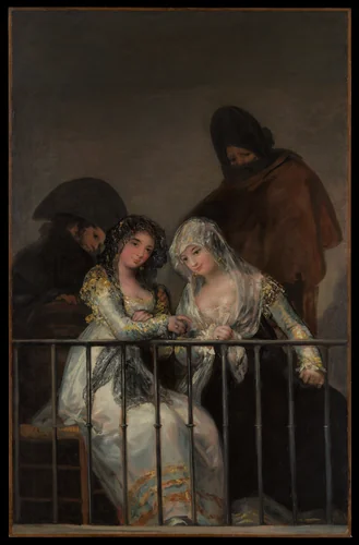 Majas on a Balcony by Goya, painting, 1800-1810