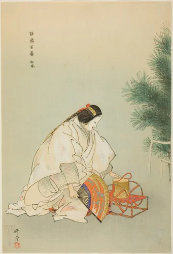 Matsukaze, from the series "One Hundred No Dramas (Nogaku hyakuban)" by Tsukioka Kogyo, print, 1893-1908