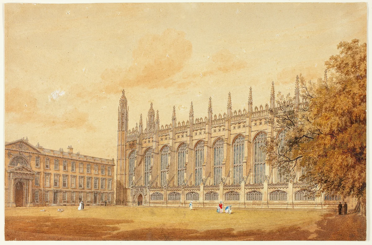 South Side of King's College Chapel, Cambridge by Frederick MacKenzie, painting, 1815-1820